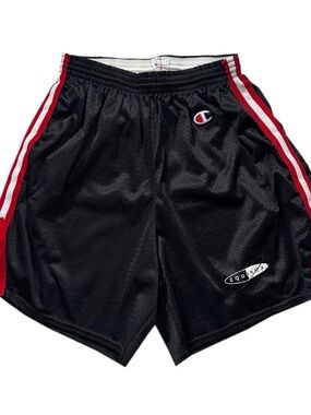 Vintage Champion Equinox Black / Red Mesh Shorts (Size M)